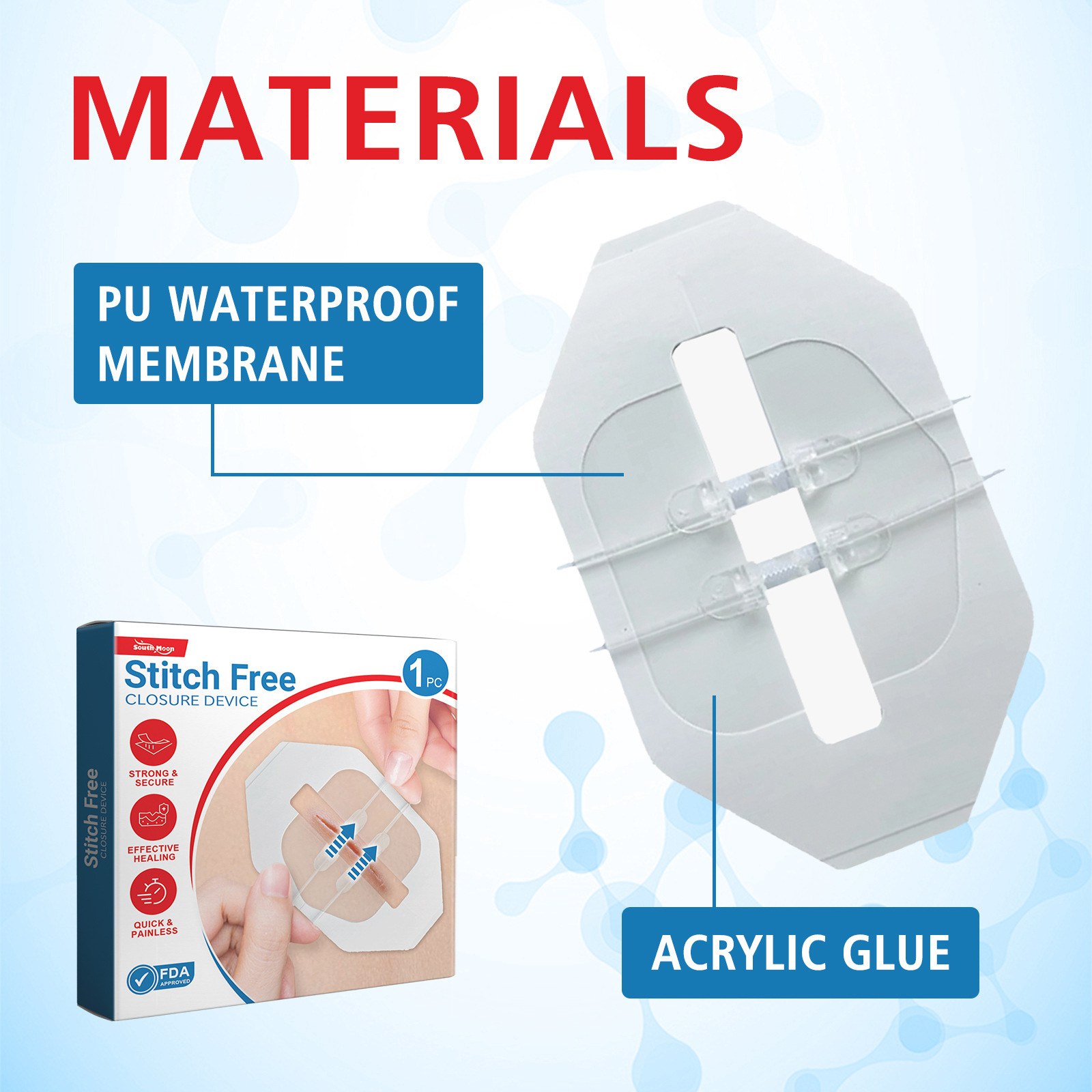 South Moon suturfrit lukkeplaster, suturfrit plaster, hudsårplejeplaster_voghion.com