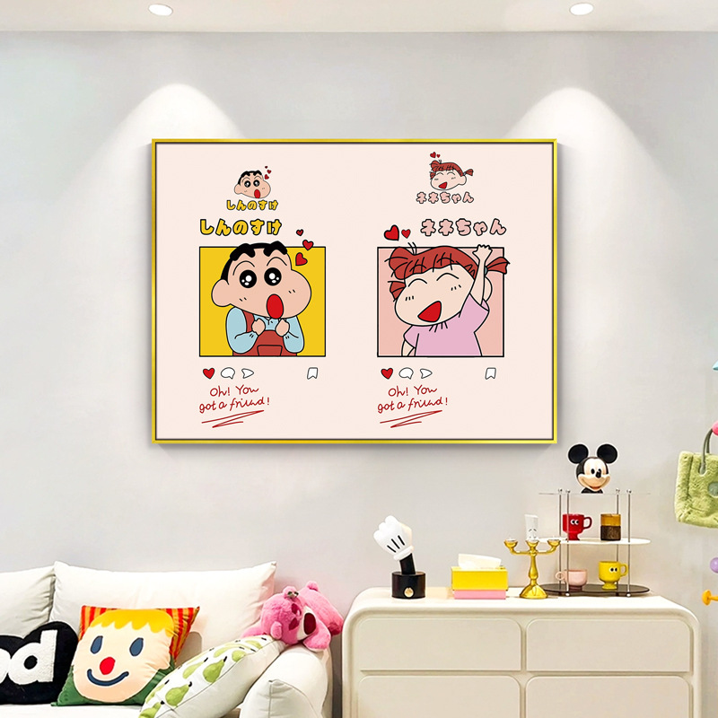 漫画フリップ電気メーターボックス装飾絵画クレヨンしんちゃんリビングルームダイニングルームテーブル吊り絵画寝室弱電流ボックスカバー|undefined
