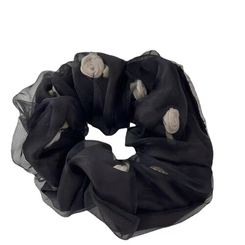 Korean version of mesh flower large intestine hair band for women with high elasticity ponytail rubber band headband and temperament girl hair rope headdress