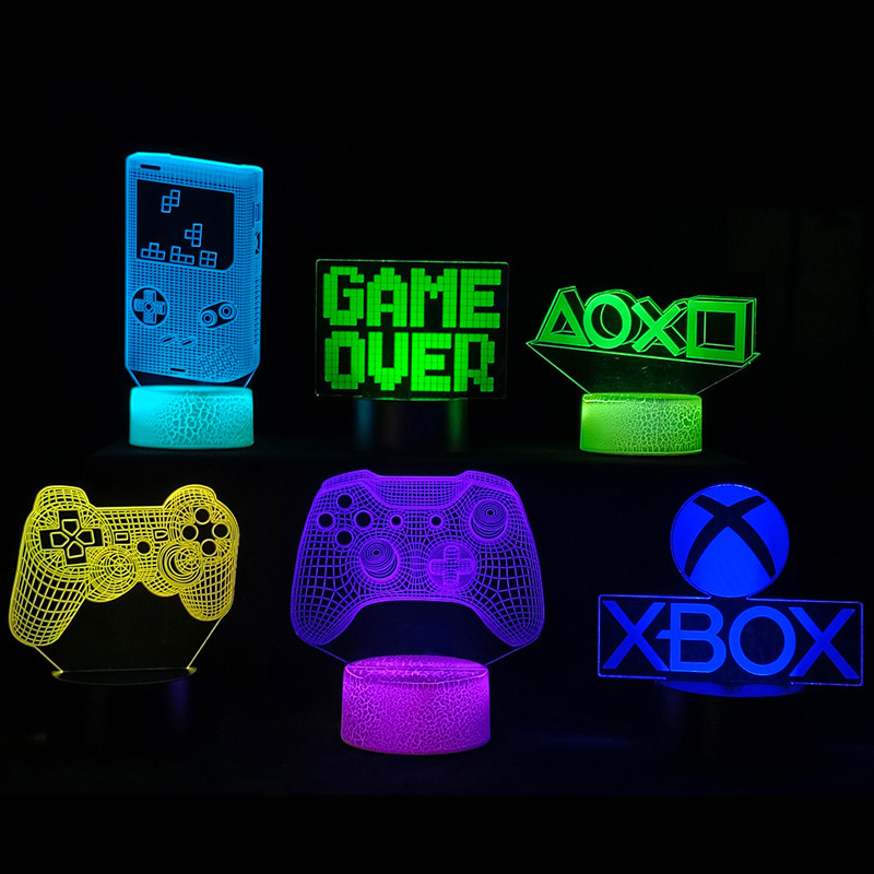 Creative E-Sports Atmosphere Lamp Desk Lamp Game Controller 3D Night Light Xbox Decorative Lamp Led7 Color Light Pollution