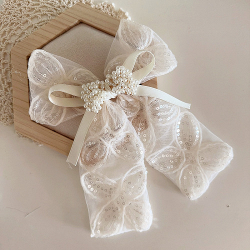 New sweet super fairy petals sequin mesh mesh diamond crown bow children's hair hoop head buckle clip hair accessories