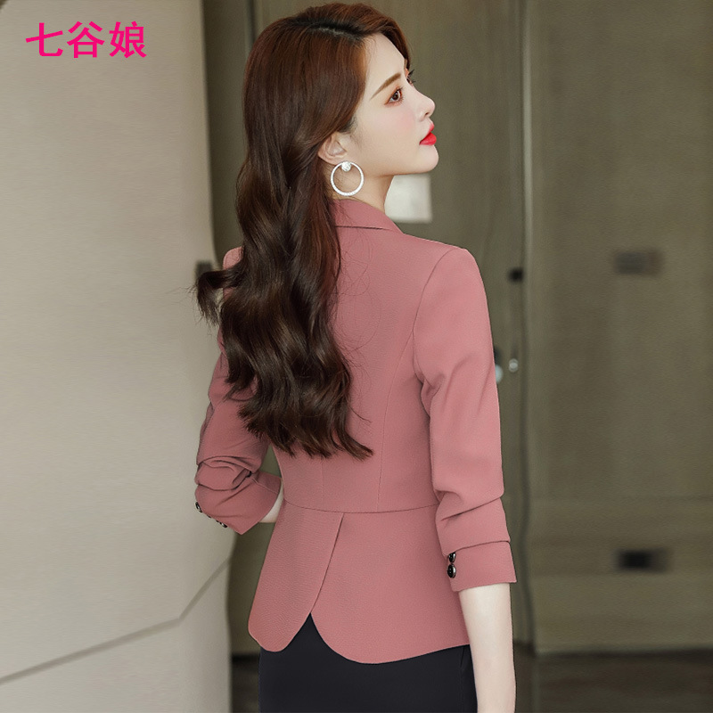 Casual small suit jacket for women 2023 Spring and Autumn new small short top elegant slim pink small suit