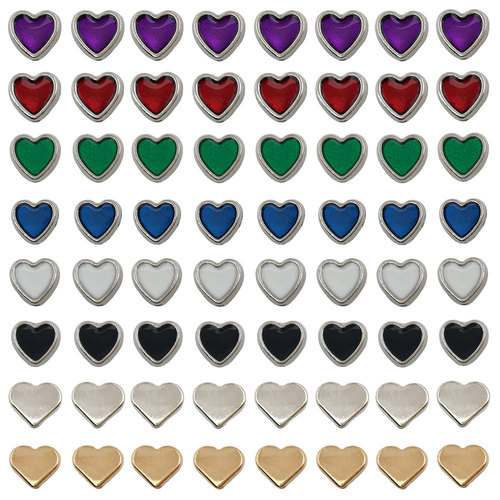 1 gold heart-shaped handmade DIY jewelry accessory, 8mm hole heart interval alloy oil drop flat beads