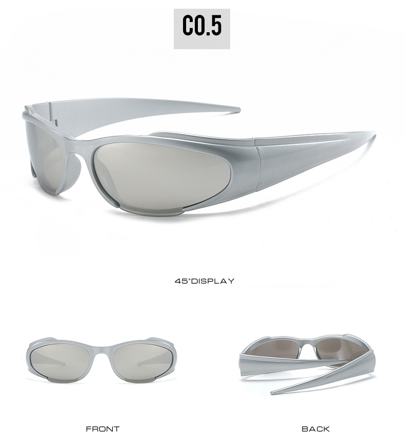 Solid Color Pattern Streetwear Sports Solid Color PC UV400 Protection Cat Eye Full Frame Sports Sunglasses