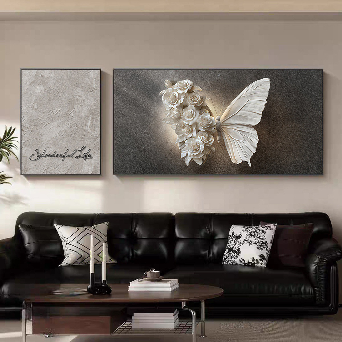Luz de lujo de alto nivel pintura de decoración de la sala de estar estereoscópica abstracta sofá fondo pintura mural simple moderna pintura colgante