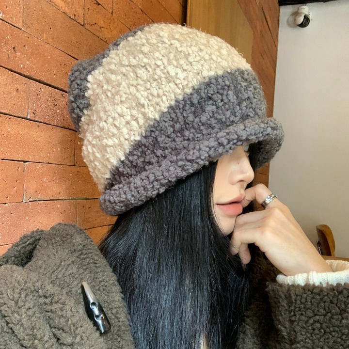 Warme Strickmütze Für Damen Mit Lammwolle Und Lässigem Schnitt_voghion.com