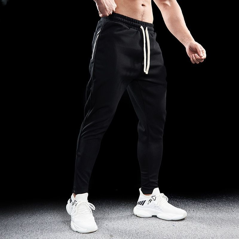 Otoño y invierno para hombres deportivos fitness ocio delgado elástico pantalones de correr para hombres con cremallera nuevos pantalones