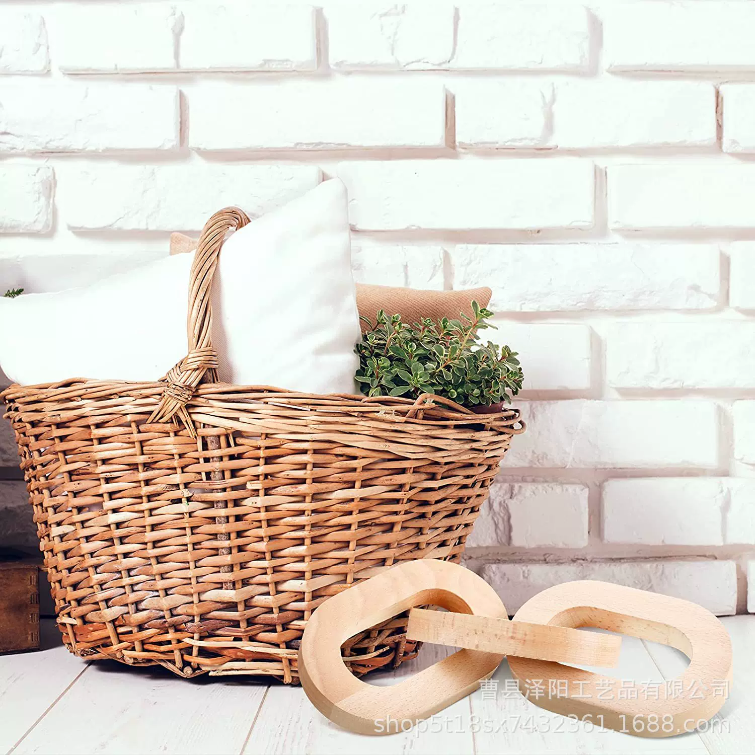 木质三环链条摆件创意家用客厅实木墙上链条扣挂件装饰厂家批发