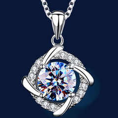 新潮流輕奢2克拉旋轉風車吊墜 氣質熱賣旋轉愛仿莫桑鑽吊墜鎖骨鏈