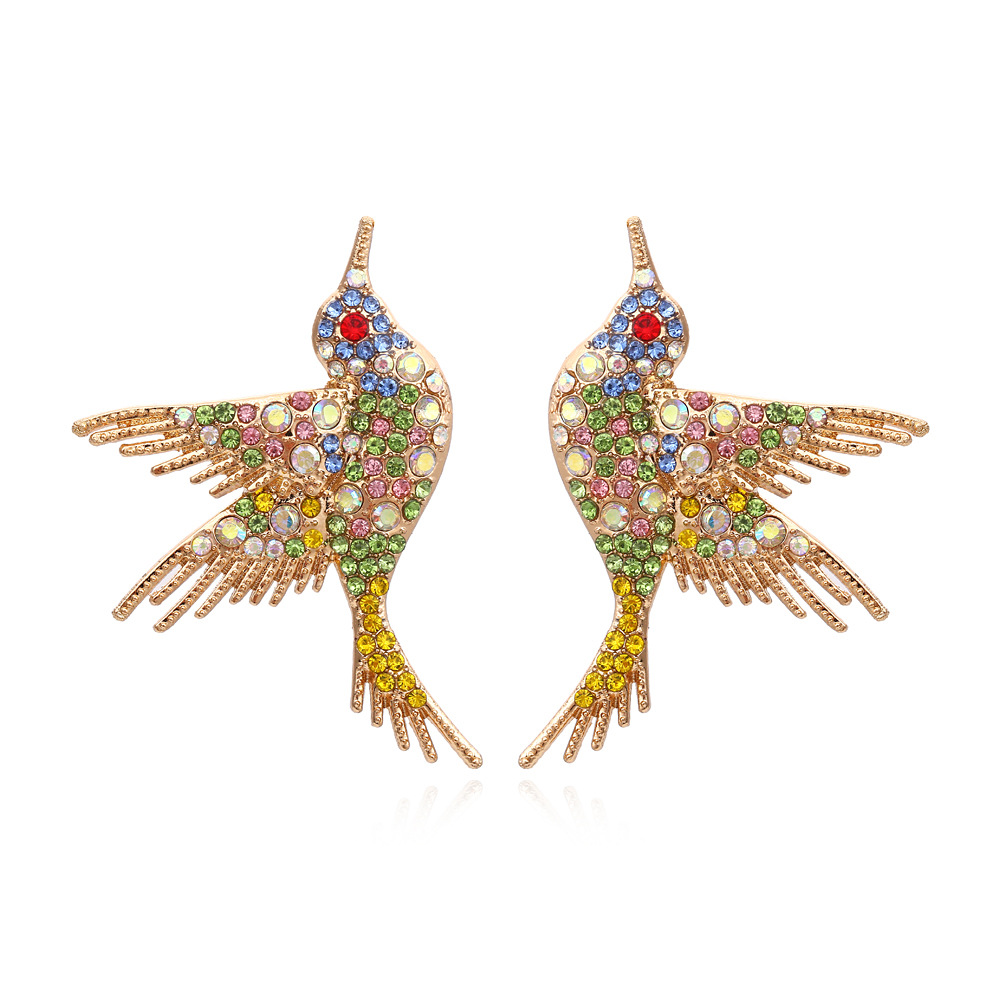 1 Pair Cartoon Style Bird Enamel Alloy Artificial Rhinestones Ear Studs display picture 1