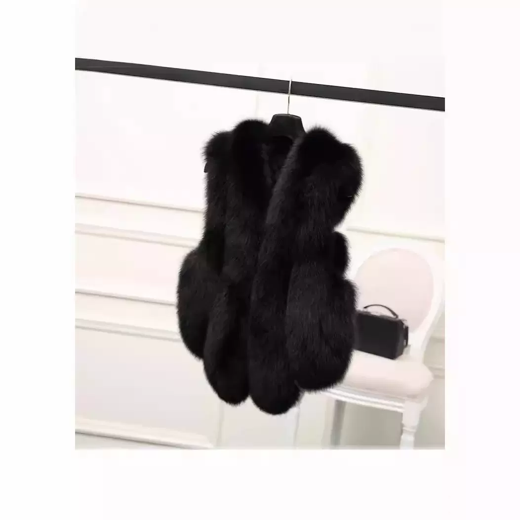 皮草批发新款时尚仿狐狸毛马甲女式冬季休闲韩版保暖皮毛拼接外套