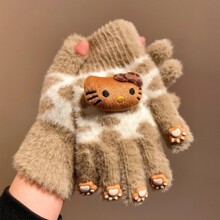 手套冬季女加绒可触屏学生可爱韩版防寒卡通加厚毛绒秋冬骑行保暖