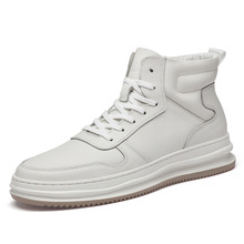 2025秋冬款男士高帮板鞋头层牛皮英伦风潮搭大码滑板鞋加厚棉鞋