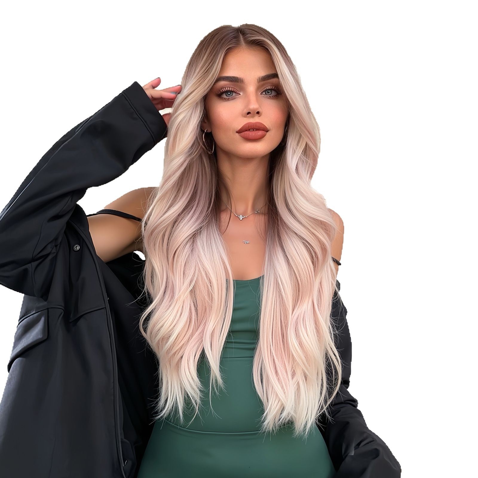 Nuevo producto transfronterizo 13X6 seda importada de gran área, negro, gran onda, cabello largo y rizado, peluca de encaje, cabello completo