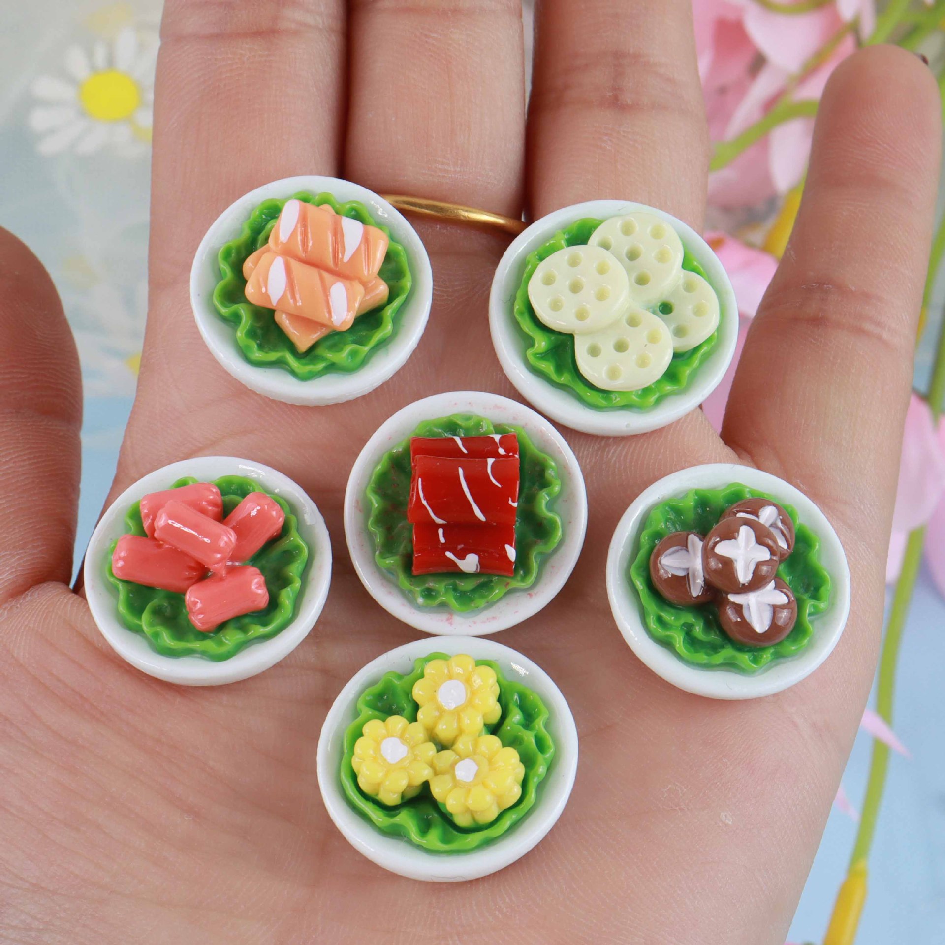 仿真食玩牛肉卷蔬菜diy树脂手工饰品配件奶油胶发夹钥匙扣diy吊坠