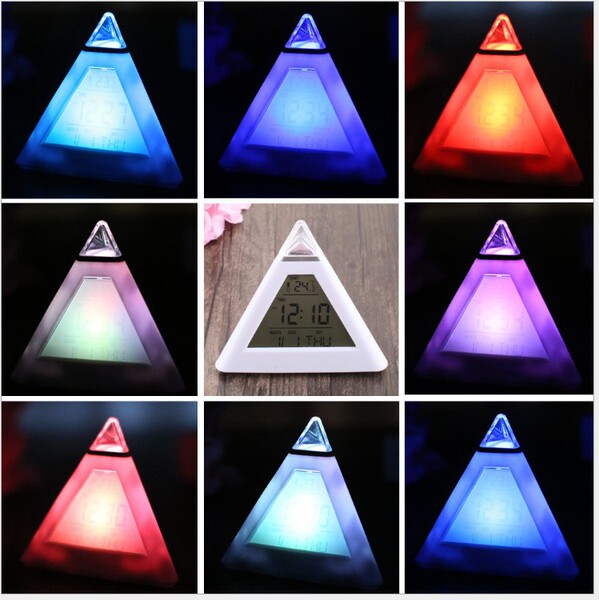 Triangular colorful color change alarm clock creative lazy alarm…