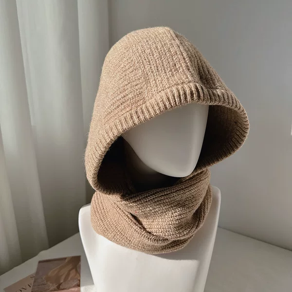 South Korea new balaclava hat scarf one-piece knitted warm autumn and winter new versatile ear protection wool cap