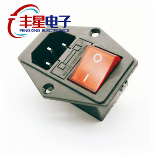 Power Socket Three-In-One Ac-14-F16A with Kcd4 Switch Three-Pin Fuse Holder with Ear Screw Hole