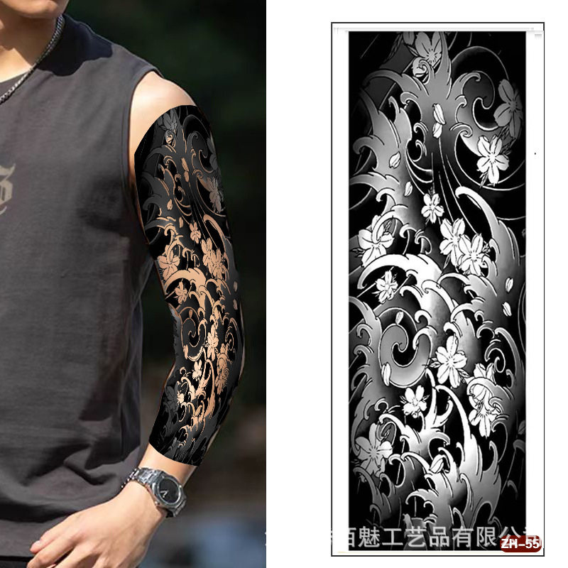 Calcomanías de tatuaje semipermanentes de brazo completo para hombres y mujeres brazo imagen grande jugo de planta no puede lavar las pegatinas de tótem de tatuaje