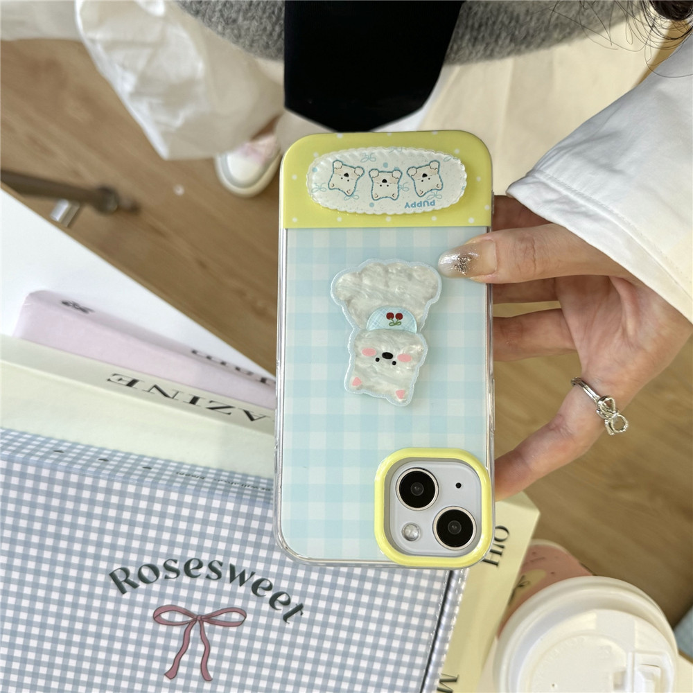 Perro tridimensional lindo a cuadros fresco para iPhone14 funda para teléfono móvil 15ProMax Apple 13/12 hembra 14P