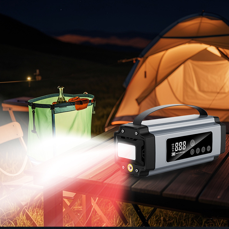 Car-Mounted Inflatable Air Pump and Power Bank for Emergency Use, Multifunctional Battery Booster for Train Trips, Outdoor Emergency Power Bank