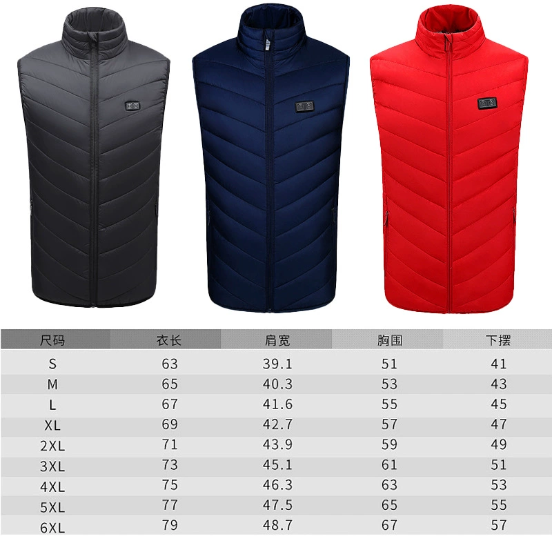 Winter smart vest, switch key, keep warm jacket with down, electric control, temperature control