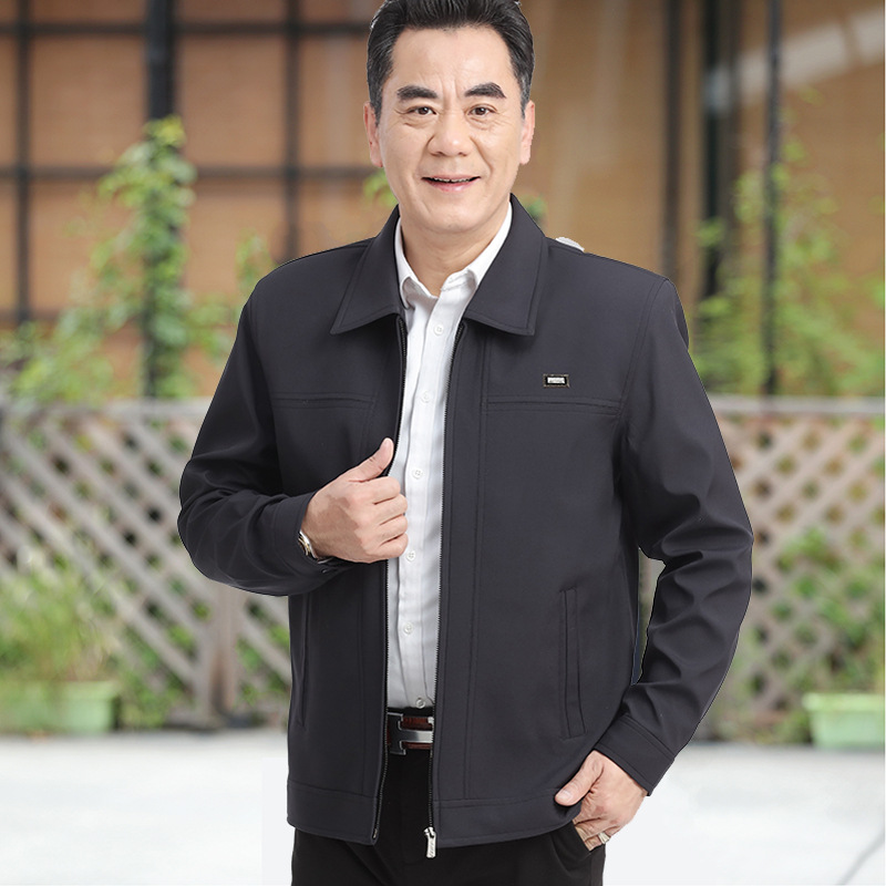 중장년 남성 봄가을 루즈핏 터틀넥 재킷 통기성 긴팔 캐주얼 아빠 외투