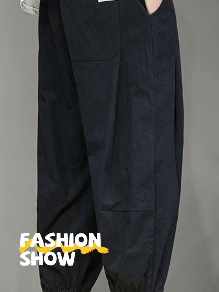 Pantalon décontracté à huit ou neuf points pour hommes en été, fin, surdimensionné, ample, jambe large avec pieds bandés, carotte et Haren_voghion.com