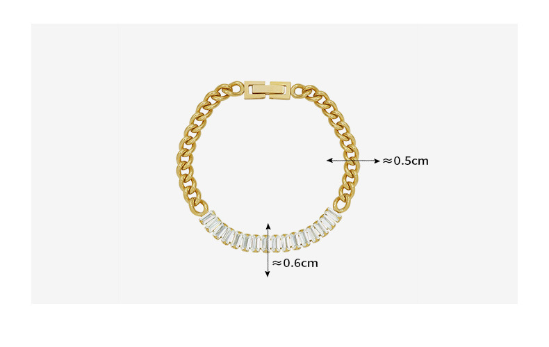 niche fashion style stitching cubic zircon titanium steel plated 18K real gold braceletpicture1