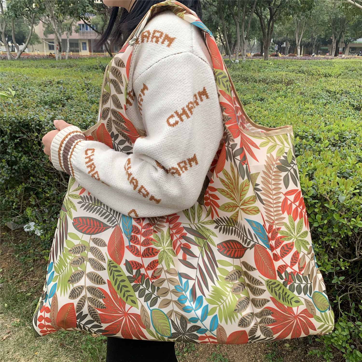 Bolsa de compras plegable de la protección del medio ambiente del paño de Oxford bolsa de almacenamiento portátil bolsa de supermercado grande bolsa de dibujos animados japonés