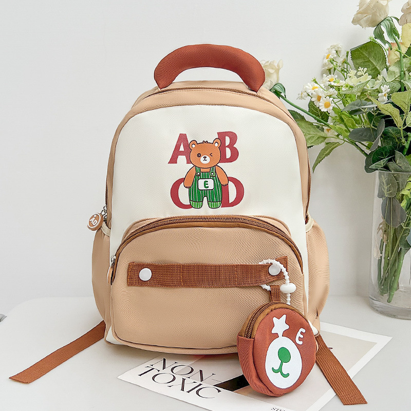 2025 nueva mochila infantil caricatura adorable oso letras mochila para niños y niñas mochila para escolares de jardín de infantes