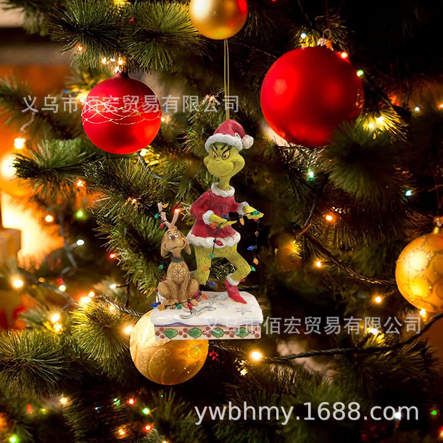 Adorno navideño de monstruo peludo verde nuevo de 2023, adorno de dibujos animados para árbol de Navidad, decoración navideña para el hogar, coche y vehículo.