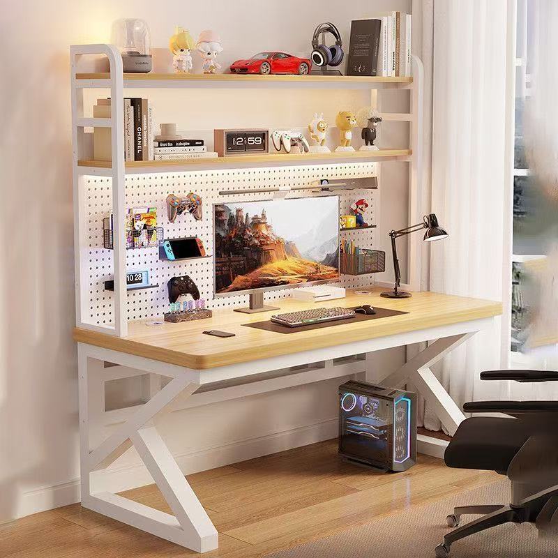 Desk and bookshelf integrated with perforated board, study desk, student desktop computer table, small-sized home bedroom gaming table