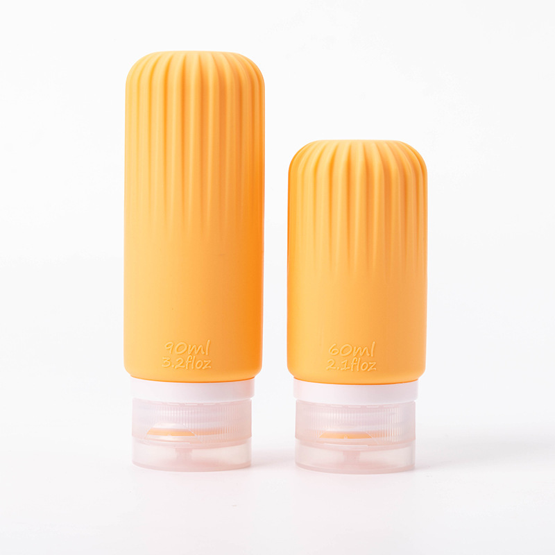 Viaje de silicona botella de 60ml 90ml gran capacidad conjunto de presión a prueba de fugas botella de almacenamiento de cosméticos nueva