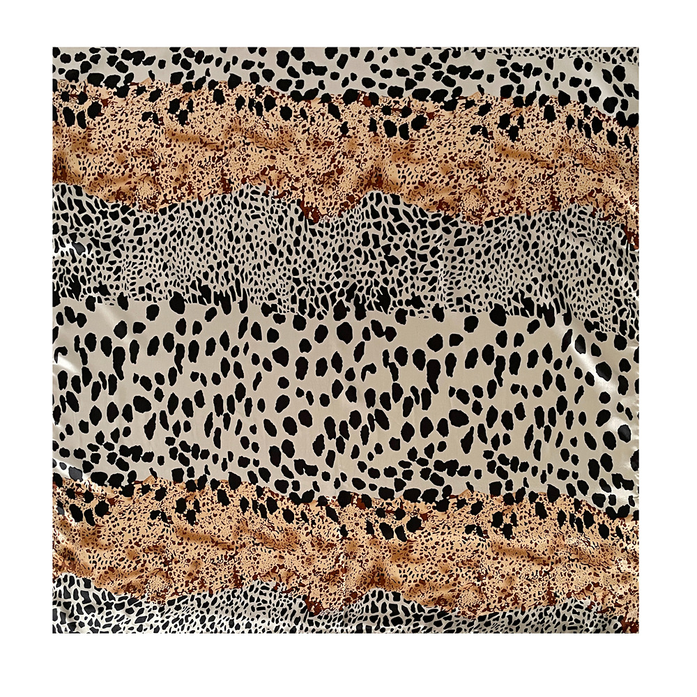 Leopard Print Satin Square Scarf European Style Hijab Shawl_voghion.com