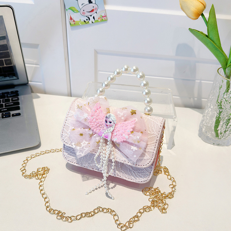 Bagos de hombro para niños primavera y verano frescos bolsos de perlas para niñas Aisha pequeña princesa bolsos de mochila de estilo extranjero