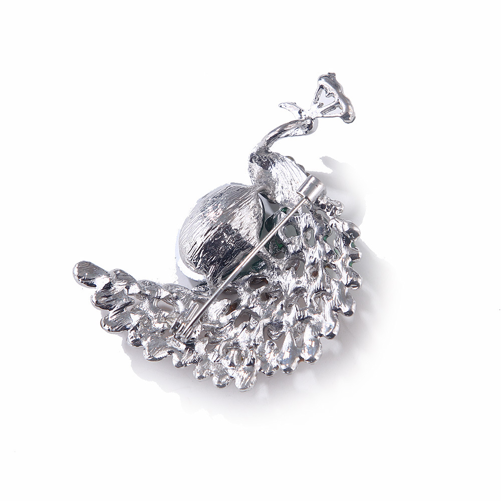 Alloy Material Retro Pin Peacock Alloy Inlay Artificial Gemstones Women'S Brooches