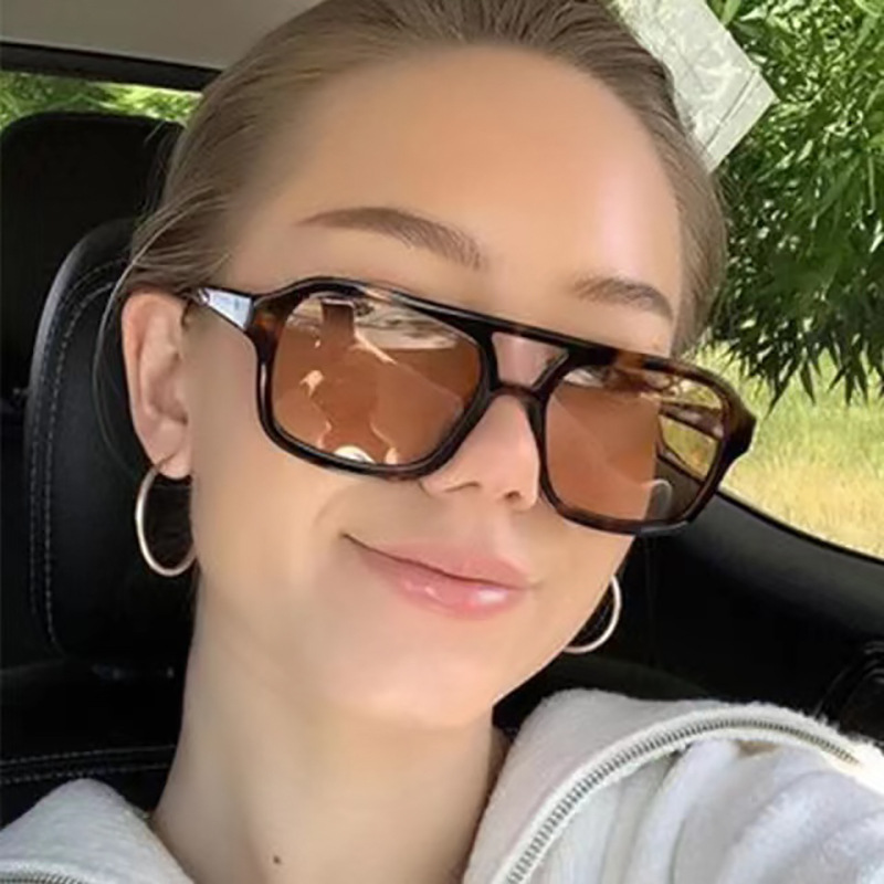 Full Frame Glasses Structure Vintage Style Solid Color Ac UV400 Protection Square Full Frame Women's Sunglasses