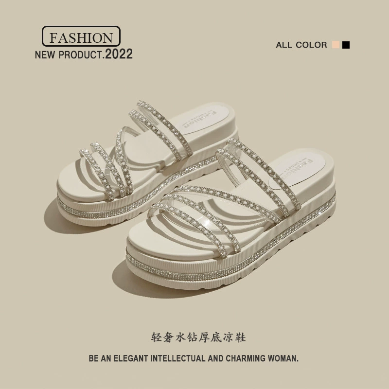 Summer slippers, beach slide platform for leisure, shoes, Korean style
