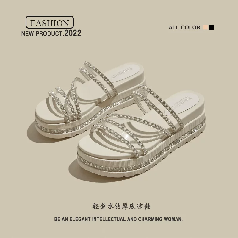 Summer slippers, beach slide platform for leisure, shoes, Korean style