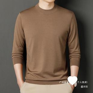 Sweater Pure Wool Crewneck Autumn Sweater Solid Color Base Shirt Men's Worsted Not Tie