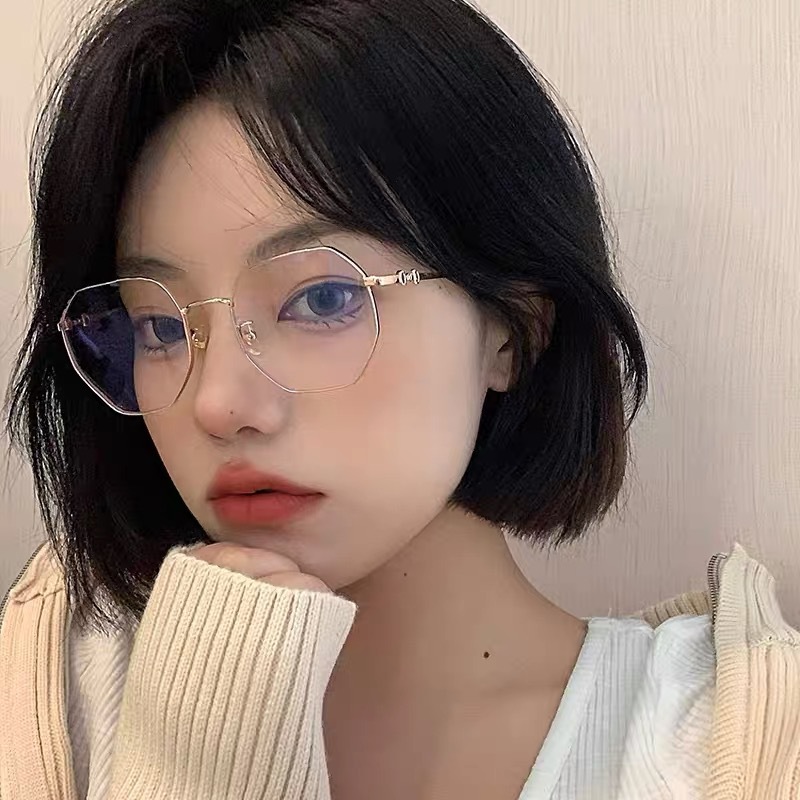 Montura de gafas con lentes planas anti-luz azul para estudiantes, montura sencilla y moderna que hace que el rostro parezca más pequeño, gafas graduadas de estilo coreano para mujer. image 5