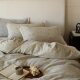 High-End Korean and French Style 100-Count Cotton Four-Piece Yarn-Dyed Jacquard Soft Modern Quilt Cover Simple Lazy Style Bedding