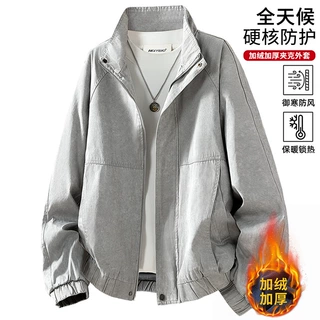 2026秋冬高品复合棉新款潮牌加绒加厚夹克美式复古宽松休闲立领
