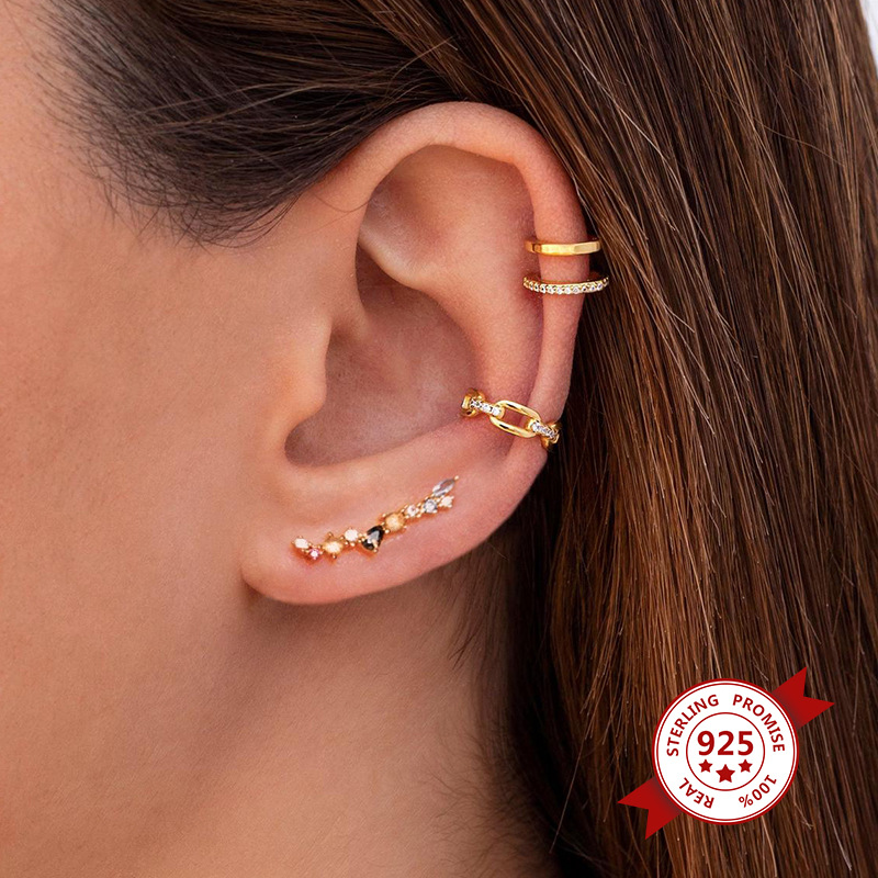 European And American Trend Fashion Small Fresh Water Drop Female Earrings Geometric Multicolor Zircon Ear Clip display picture 4