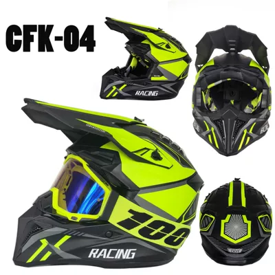 Vehicle Bicycle Helmets Off-Road Helmets | Motosiklet kaskı (dəbilqə) - adult-cfk-04-green-and-black-l-size