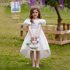 Princess dress puffy sleeve bowtail skirt wedding dress children's clothing for the Children's Day performance children's formal wear 