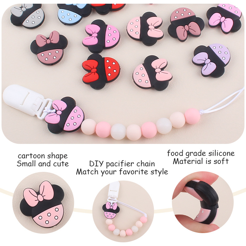 Suministros para bebés forma de dibujos animados pequeño mordedor DIY bebé molar pezón cadena teether pulsera juguete Accesorios