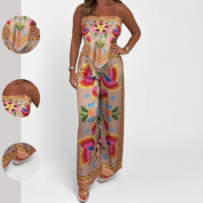 2026 New Spring Clothing Elegant Sexy Printed Strap Loose Women's Fashion Suit_voghion.com