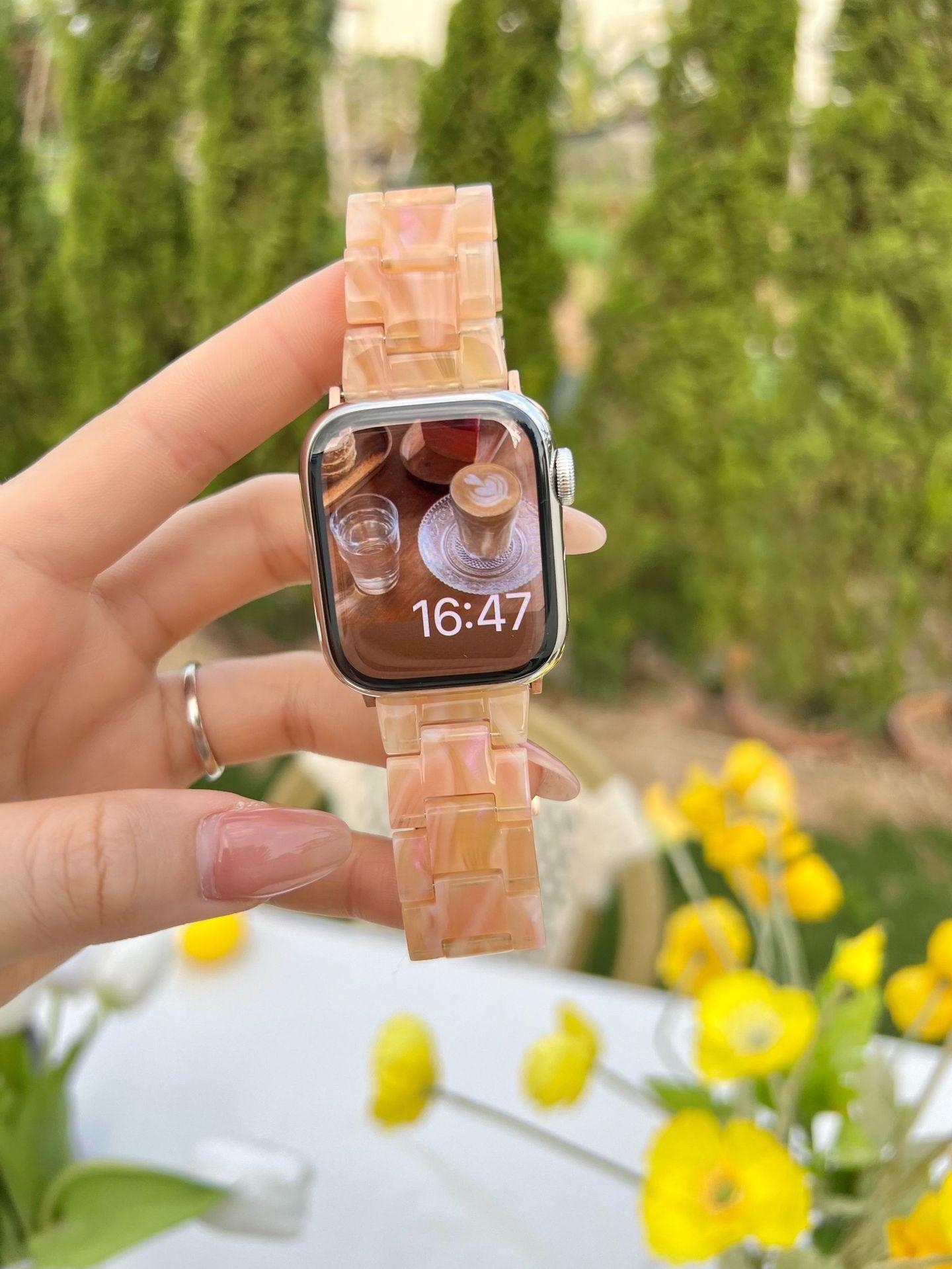 La nueva correa de manzana de resina ligera de primavera y verano es adecuada para applewatch 10a generación 987654SE para hombres y mujeres